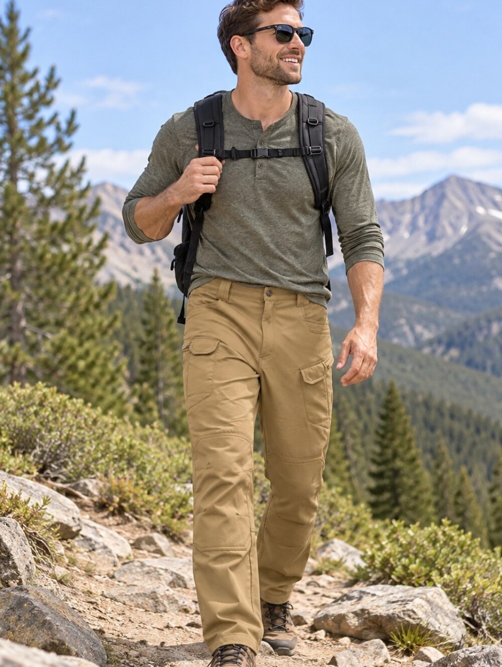 Mens Outdoor Waterproof Pants Size XXXL 3X Beige Tan Hiking Climbing Skiing NEW
